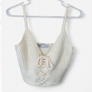 Zara Crochet Lace Up Crop Top